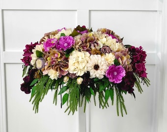 Floral Fall Memorial Saddle - Fall in Mauve, Purple and Cream