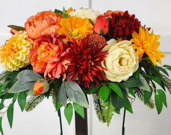 Floral Fall Memorial Saddle - Elegance in Fall Colours