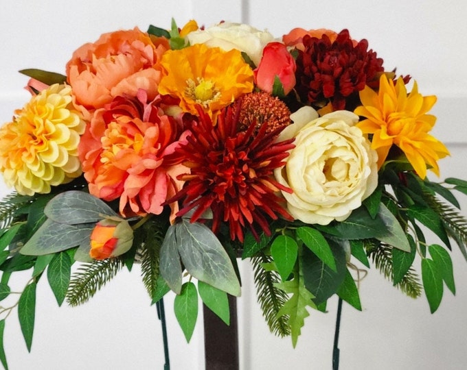 Floral Fall Memorial Saddle - Elegance in Fall Colours