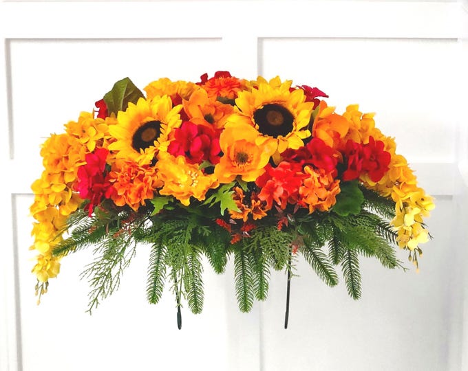 Floral Fall Memorial Saddle - Fall Sunshine