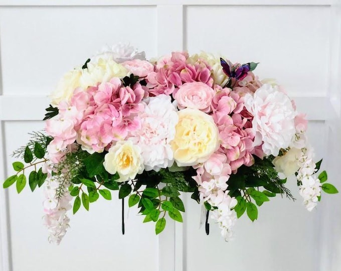 Floral Spring Memorial Saddle - Summer Pretty in Pink - Made In Canada