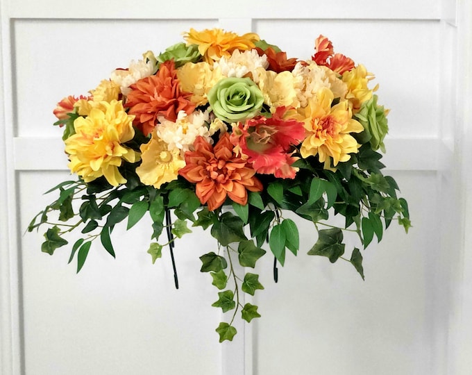 Floral Spring Memorial Saddle - SPRING SUNSHINE - Made In Canada