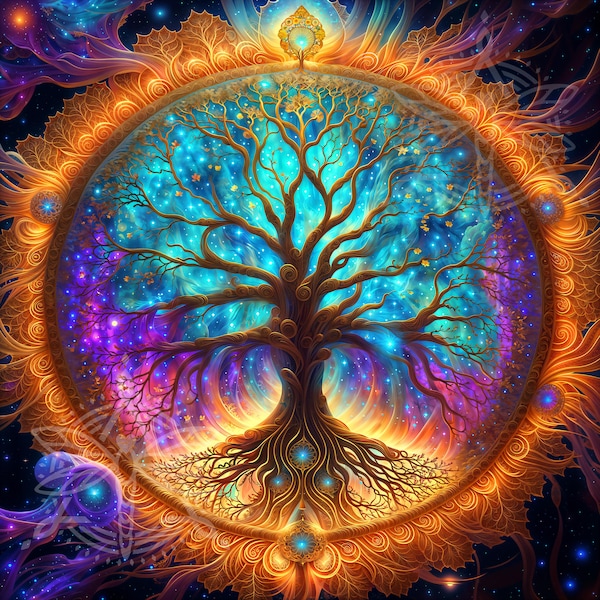 Tree of Life artwork, Lebensbaum art, High resolution stock image, AI generated art, 4k image, Digital wallart, Commercial use, Royalty free