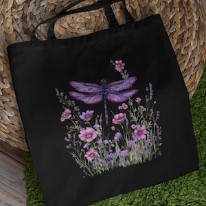 Dragonfly Shopping Bag Dragonflies Canvas Tote Bag, Insect Lover Bag Nature Lover Shopping Bag Dragonfly Cotton Canvas Bag