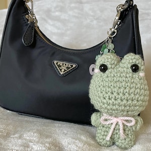 Crochet bag charm, keychain, frog, beaded keychain, charms, plushie