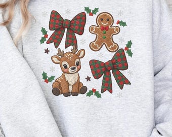 Digital nedladdning av konstgarn i PNG, renpläd med rosett och pepparkakor, sublimeringsdesign för festliga kläder