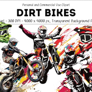 30 Dirt Bike Clipart, Aquarell Motorcross Digital Download PNG, persönliche und kommerzielle Nutzung, Papierhandwerk, Kartenherstellung Geburtstagsbilder