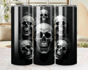 Spooky skelet beker wrap, Halloween schedel 20 Oz mager sublimatie beker ontwerp, Halloween schedel decor digitale download