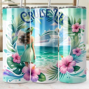 Cruise Life Tumbler Wrap, Tropical Cruising 20oz Sublimation Skinny Tumbler Wrap PNG, Cruise Ship Digital Design, Vacation Tumbler Png
