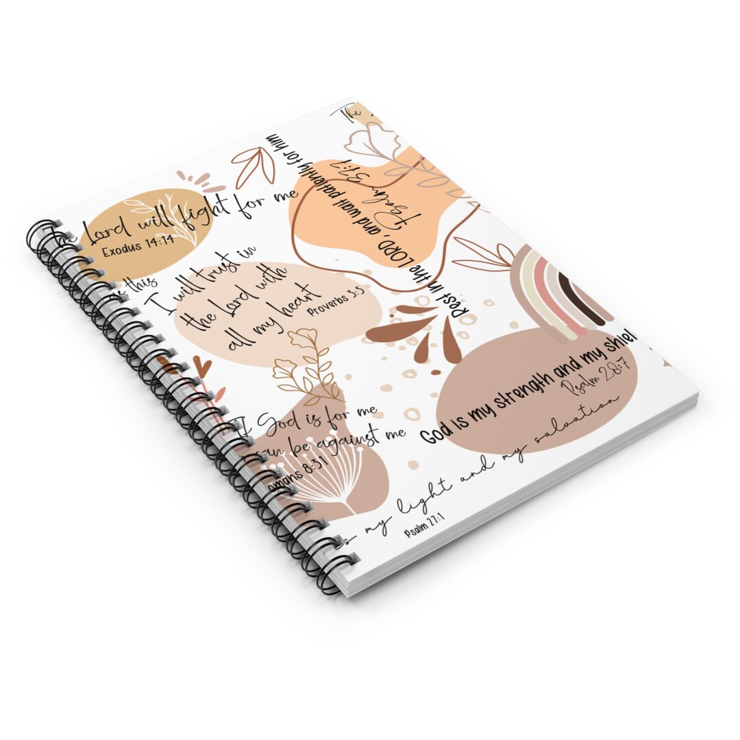 Handlettered Bible Verses Spiral Notebook | Ruled Journal, Faith Floral ...
