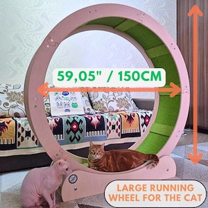 Large Cat Running Wheel: Plywood Treadmill, Cat Exercise Toy (59.05&quot;/150cm)