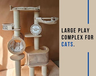 Plywood Cat Tree Tower: Modern Multi-Level Cat Furniture