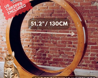 Grande ruota per gatti in legno (130 cm) - Ruota per esercizi silenziosa e moderna per gatti attivi da interno