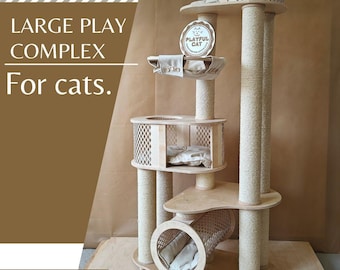 Plywood Cat Tree Tower: Modern Multi-Level Cat Furniture