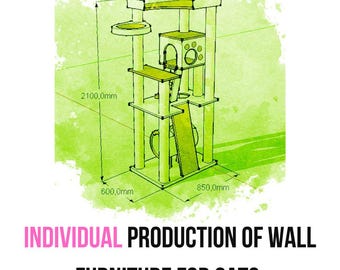 Custom Cat Wall Shelves: Modern Ceiling Playground Furniture