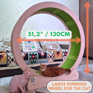 Large Cat Running Wheel: 51.2&quot;/130cm Plywood Treadmill