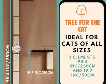 Wall Mounted Cat Tree with Shelves: Plywood Cat Tower (98.4/19.7 inc)