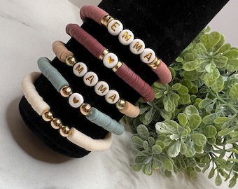 Custom Name Clay Bead Bracelets | Word Bracelet | Clay Bead Letter | Friendship Bracelet | Heishi Beads | Taylor Swift / Swiftie Bracelets