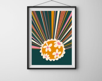 Stampa artistica Sunburst giocosa per la camera da letto o l'ufficio
