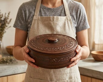 Handmade Red Clay Pot with Lid, Traditional Terracotta Cooking Pot, Ukrainian Ceramic Cookware, Artisan Pottery Dish