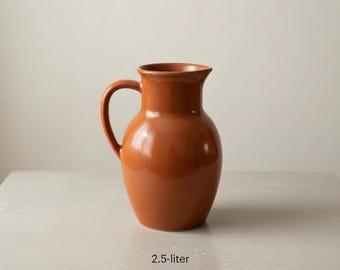Large Terracotta Pitcher 2.5L, Handmade Clay Jug for Water and Juice, Rustic Ceramic Pottery, Traditional Ukrainian Drinkware