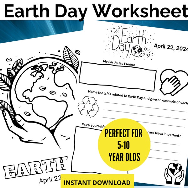 Earth Day Worksheet for Kids | Earth Day Activity | Earth Day Classroom Activity | Earth Day Coloring