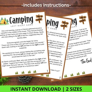 Camping Left Right Game Printable Camping Printable Activity Pass the ...