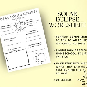 Solar Eclipse Activities for Kids Solar Eclipse Worksheets Total Solar ...