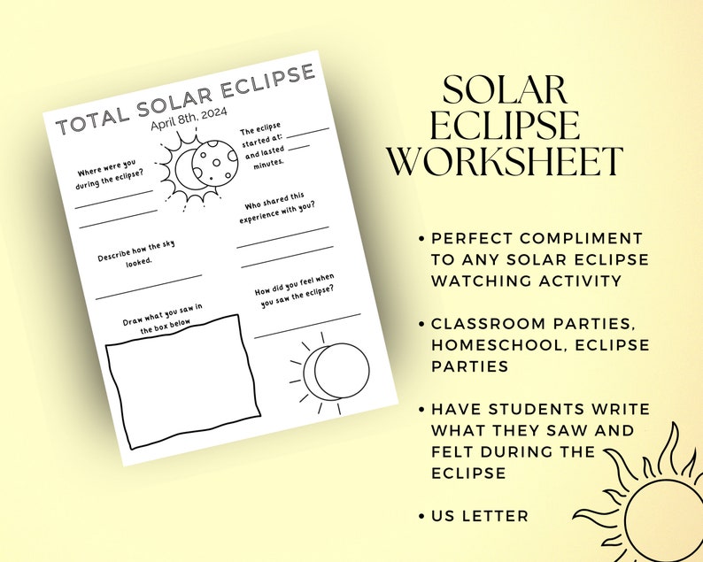 Solar eclipse activities for kids solar eclipse worksheets total solar