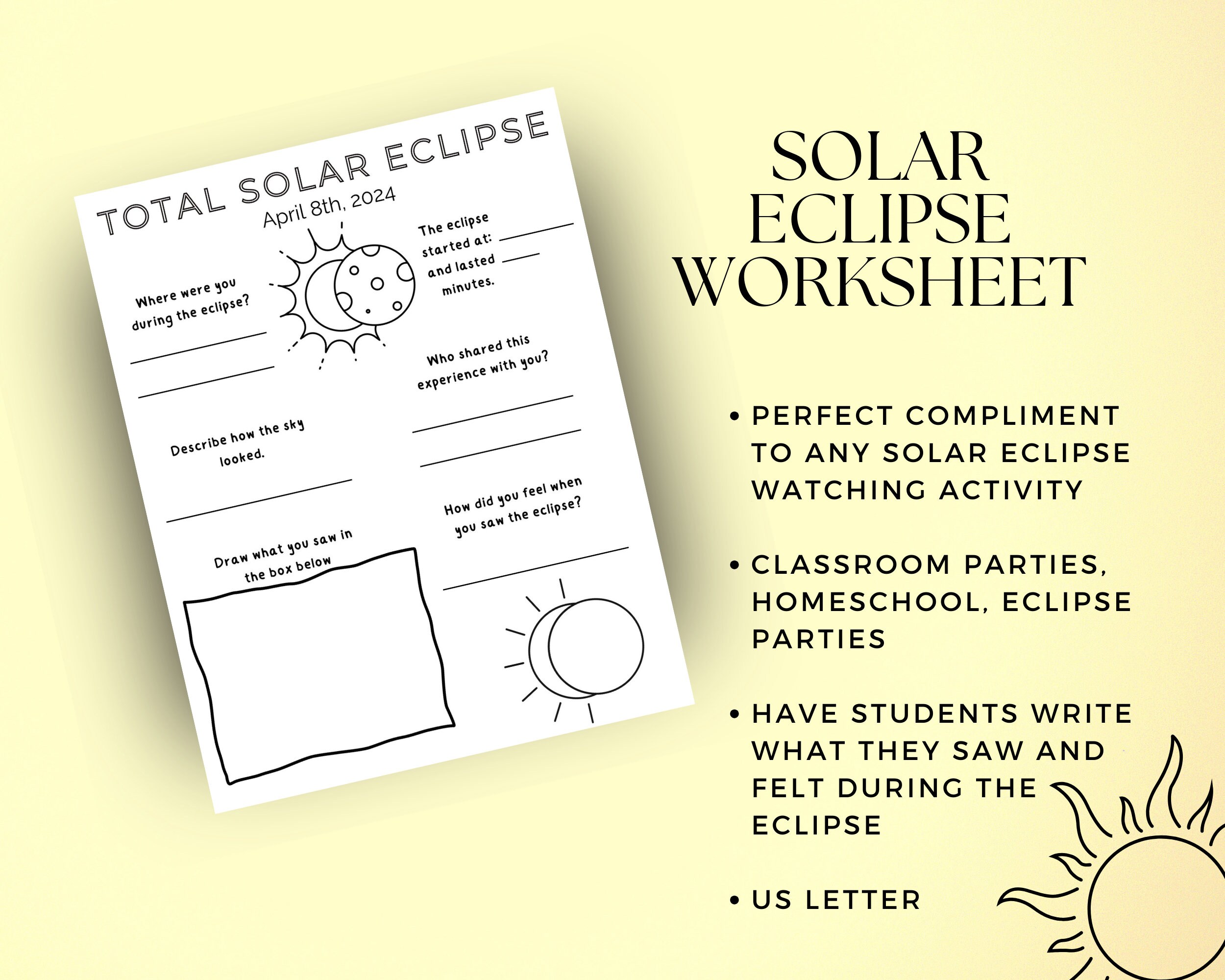 Solar Eclipse Activities for Kids Solar Eclipse Worksheets Total Solar ...