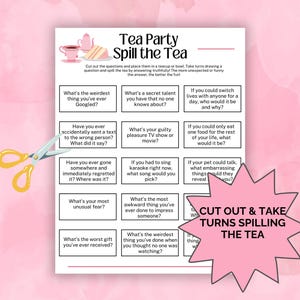 Spill the Tea Game, Ladies Tea Party Games, Tea Party Activities ...
