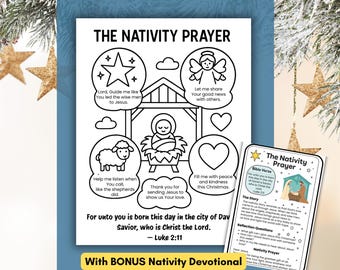 Birth of Jesus Bible Story Craft, Preschool Nativity Bible story coloring, Christmas Sunday School craft, Jesus birth story printable prayer