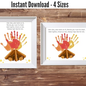 Campfire Handprint Printable | Camping Handprint Art | Campfire Art | Camping Craft