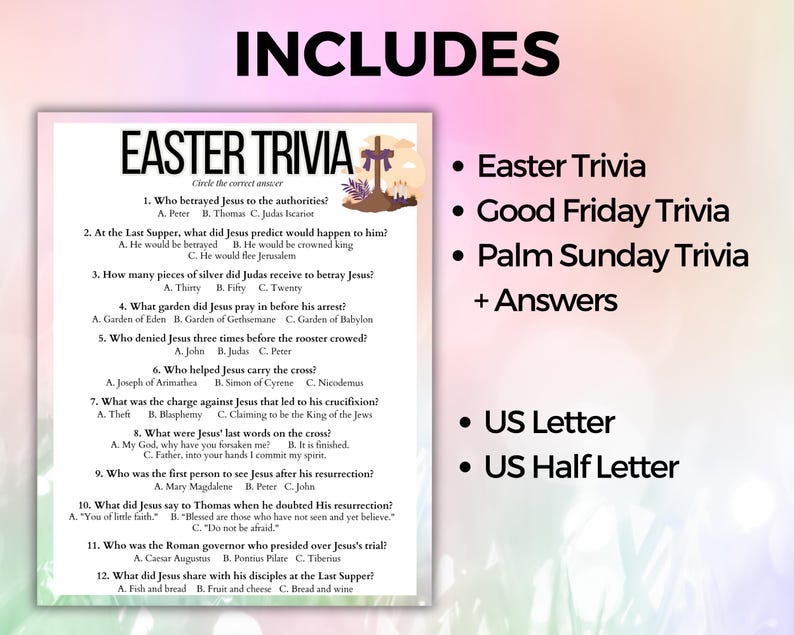Easter Bible Trivia, Easter Trivia Questions, Catholic Holy Week for ...