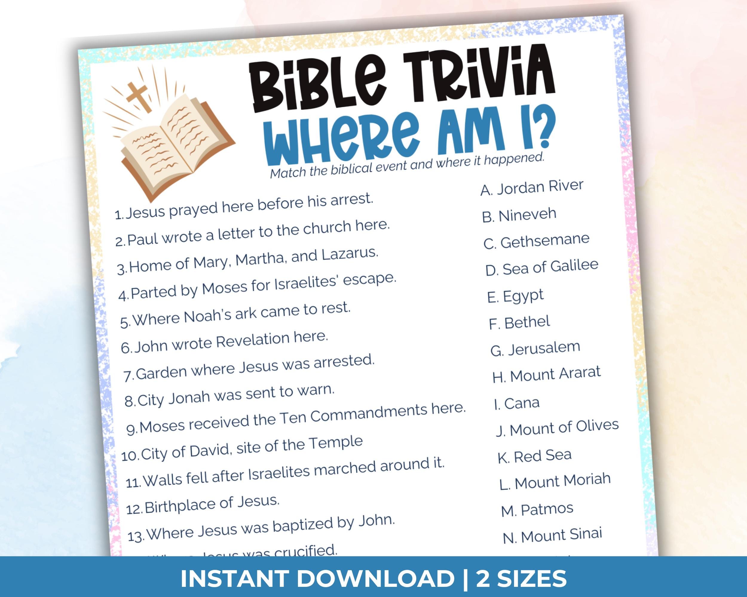 Bible Trivia Game for Adults, Sunday School Games, Bible Games for ...