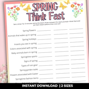 Spring games for seniors, Senior think fast, Spring quiz, Garden party games, Spring party game, Games for adults, Fun spring games