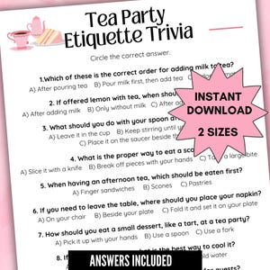 Anecdotes sur l&#39;étiquette lors du thé, Jeux pour le thé pour l&#39;église, Jeux pour le thé pour femmes, Jeux pour le thé pour femmes adultes et Fêtes du thé pour anniversaire