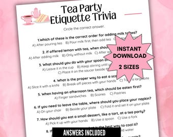 Tea Party Etiquette Trivia, Tea Party Games for Church, Ladies tea party games, Tea party games adult women, Birthday tea parties