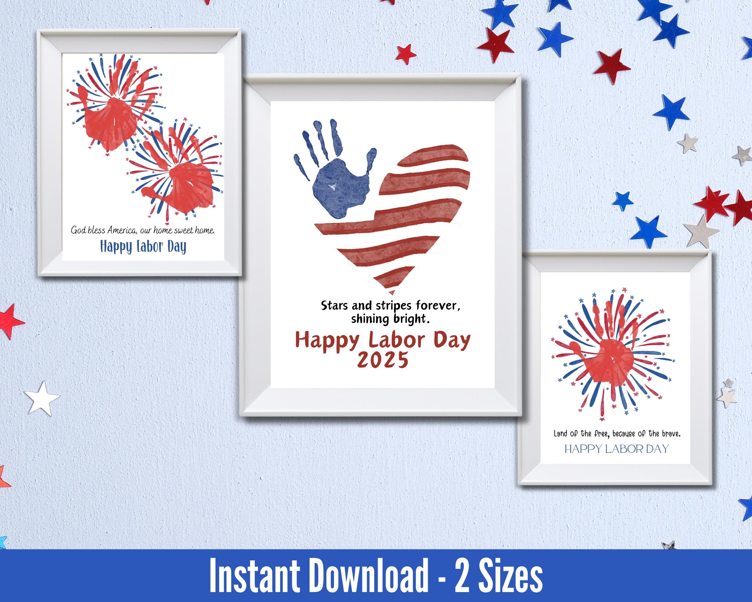 37 Easy & Fun Labor Day Crafts for Kids of All Ages 4 Labor Day Handprint Art Craft, Printable Kids Activity, Patriotic…