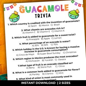 Trivia de comida mexicana, juegos de trivia de fiesta mexicana, juegos de fiesta de tacos, juegos de fiesta, juegos de trivia de fiesta, juegos de Cinco de Mayo, trivia de tacos