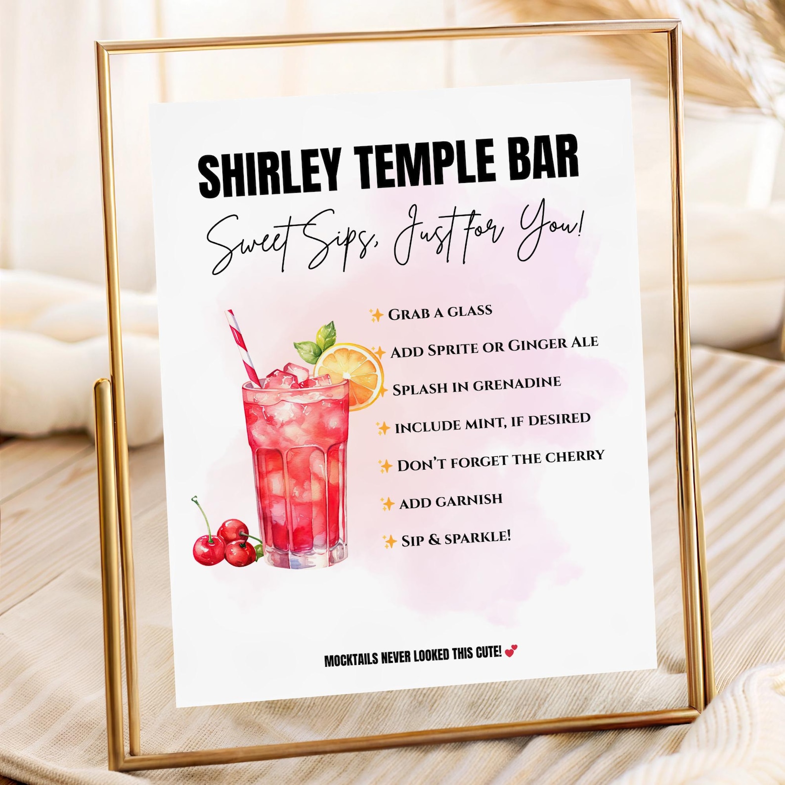 Shirley Temple Bar Sign, Shirley Temple Sign, Soda Bar Sign, Signature ...