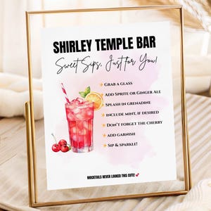 Shirley Temple bar sign, Shirley Temple sign, Soda bar sign, Signature drink sign, Cherry mocktail sign, Shirley Temple drink