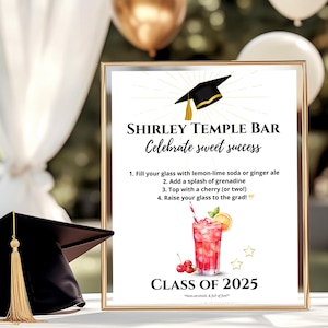 Graduation Shirley Temple bar sign, Shirley Temple drink, Soda bar sign, Class of 2025 sign, Signature drink sign, Cherry mocktail sign