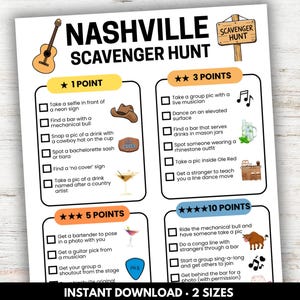 Nashville Schnitzeljagd, Nashville Kneipentour, Lets get nashty, Erwachsenen Schnitzeljagd druckbar, Nashville Geburtstag