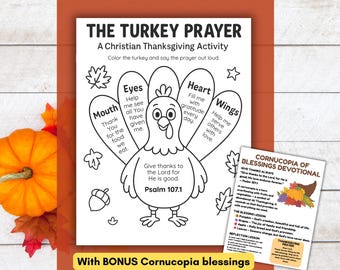 Manualidad cristiana preescolar para el Día de Acción de Gracias, Oración del pavo, Manualidad para la escuela dominical de Acción de Gracias, Material cristiano para repartir, Manualidad bíblica de otoño