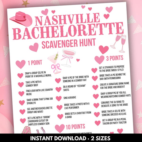 Búsqueda del tesoro de despedida de soltera en Nashville, ruta de bares en Nashville, búsqueda del tesoro en Nashville, juego de fiesta en Nashville, vaquero rosa