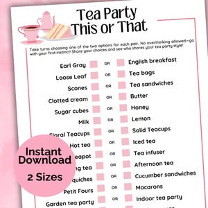 Tea party games for women, Ladies tea party games, Tea party games for church, Tea party this or that game, Tea party birthday