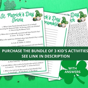 St. Patrick's Day Trivia for Kids Kids St. Patricks Day Printable ...