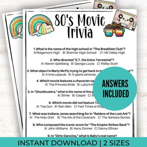 80s Movie Trivia | 1980&#39;s Movie Trivia Game | Pub Quiz | Adult Party Games | 80s Trivia Game
