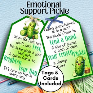 Etiquetas de pepinillos para brindar apoyo emocional, Etiqueta de pepinillos tejida a crochet, Etiqueta de pepinillos positiva, Etiquetas de regalo tejidas a crochet, Etiqueta de pepinillos imprimible, Regalo para amantes de los pepinillos
